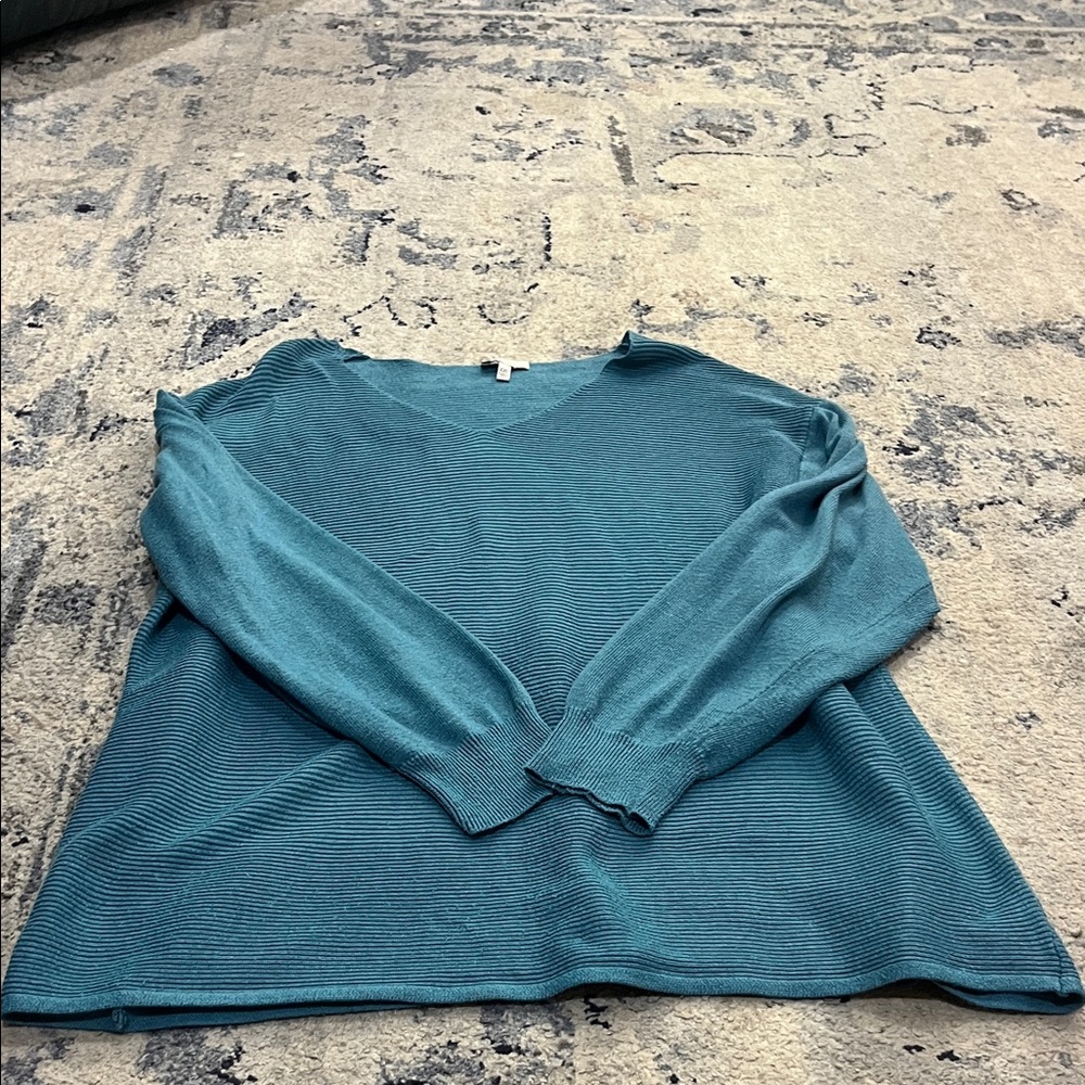 Ella Moss Teal V-Neck Sweater